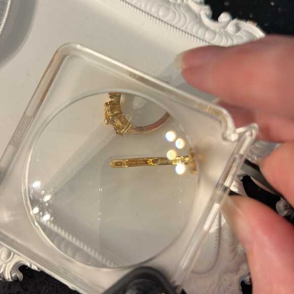 Citrine & Mixed Cut Gemstones Hoop Earrings 14K Goldplated Sterling Silver - Picture 9 of 11